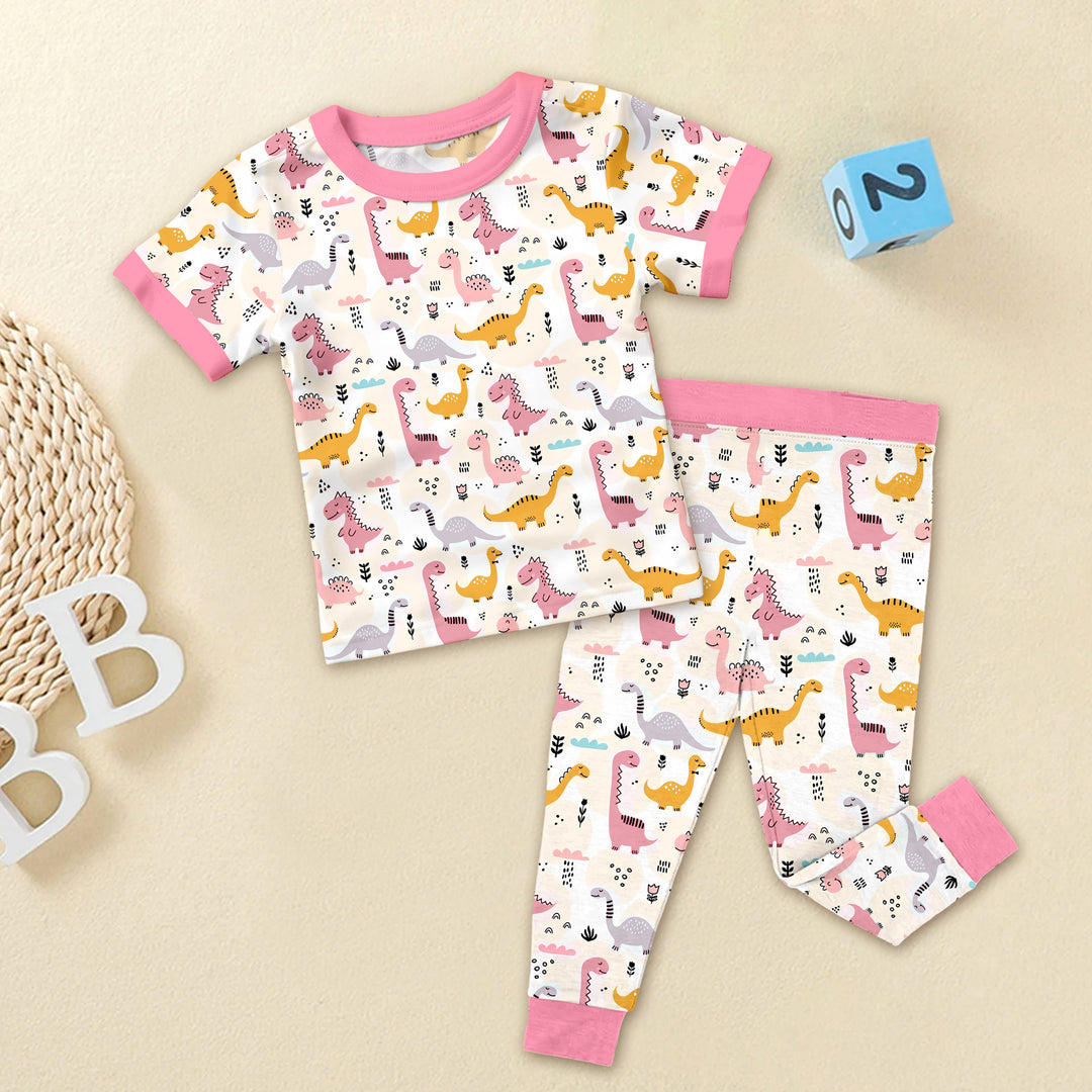 Pink Jurassic Jungle Dinosaur Bamboo Outfit for Baby – Cute and Cozy