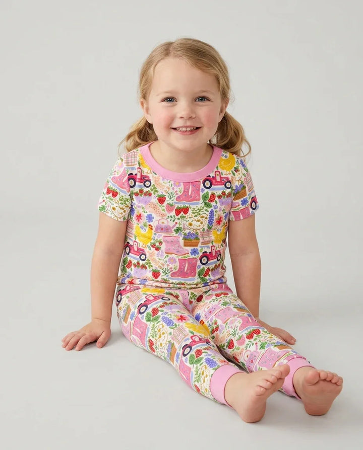 Farm Life Mommy & Me Matching Bamboo Two Piece Short Sleeve Pajama Set