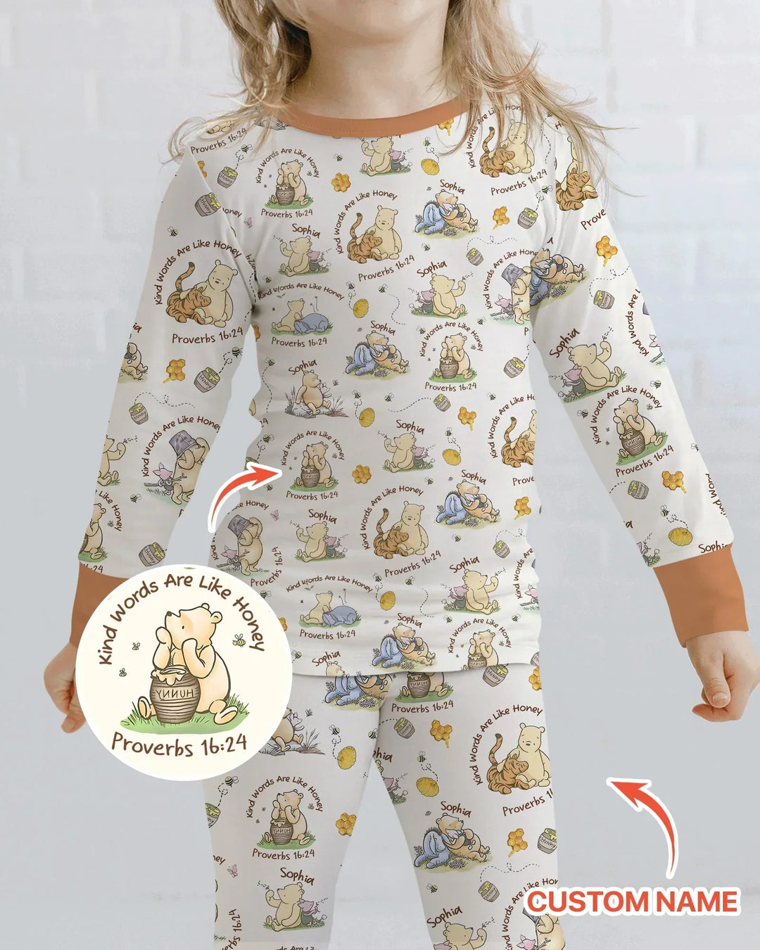 Kind Words Are Like Honey Custom Name Bamboo Two Piece Long Sleeve Pajama Set