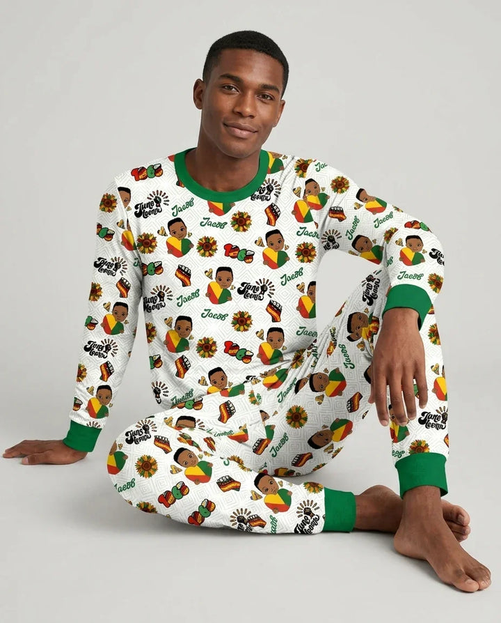 Custom Name Bloom in Freedom Men's Pajama Set