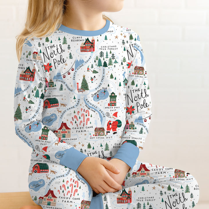 The North Pole Map Two Piece Long Sleeve Pajama Set , The North Pole Map Two Piece Long Sleeve Pajama Set - 12-18M