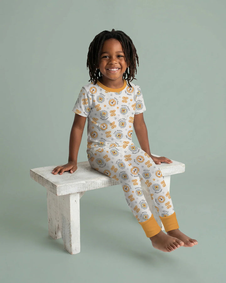 Pijama de dos piezas de manga corta de bambú para niño A Child Of God