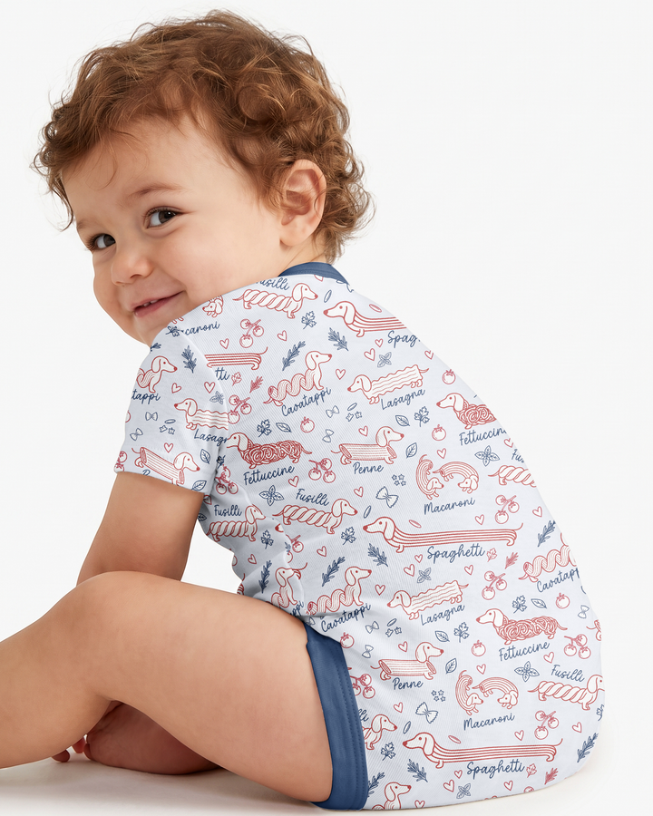 Funny Dachshund Pasta Pups Bamboo Bodysuit