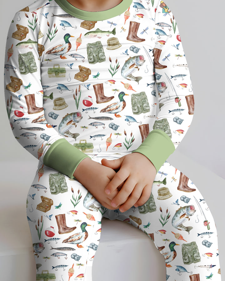 Daddy's Fishing Buddy Daddy& Me Matching Bamboo Two Piece Long Sleeve Pajama Set