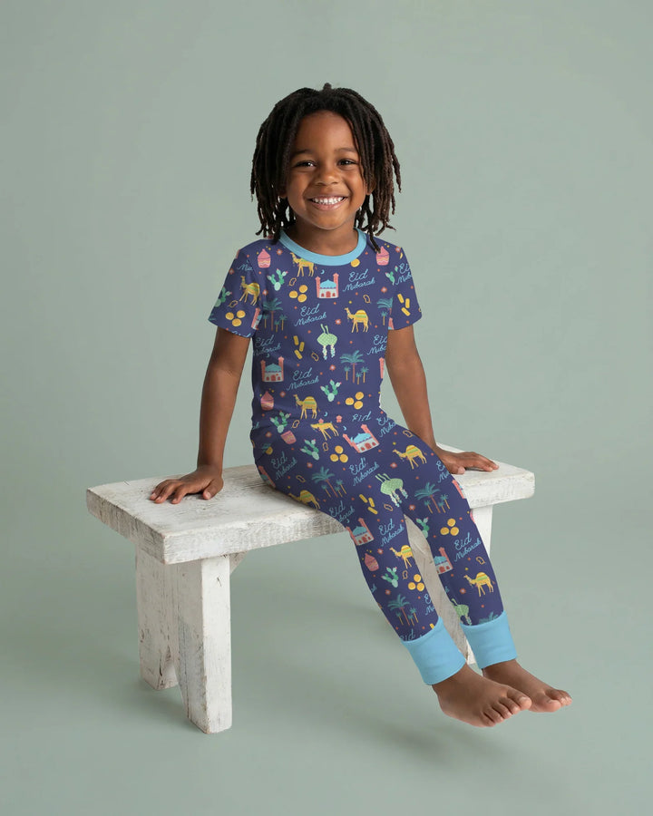 Eid Mubarak Matching Family Two Piece Short Sleeve Pajama Set