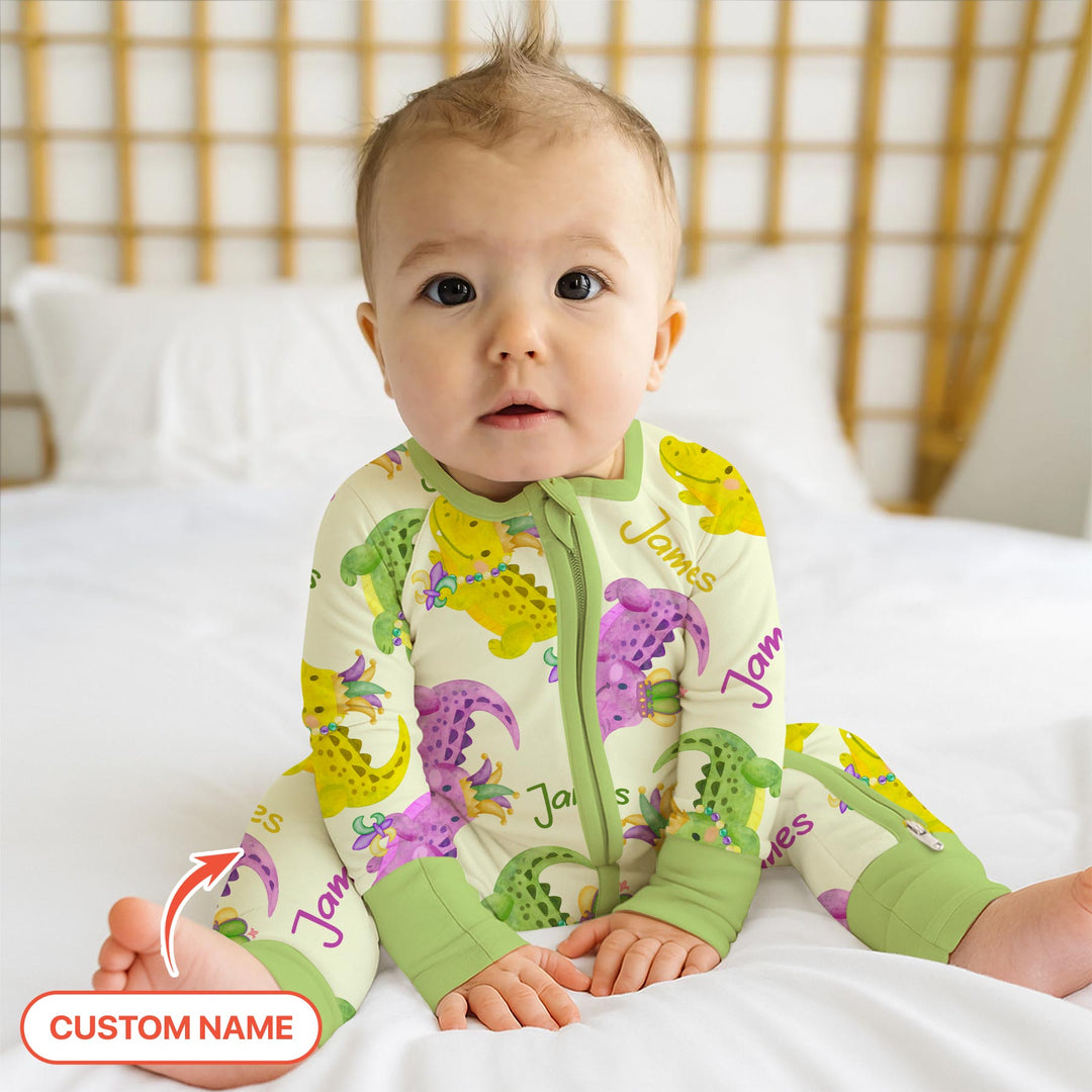 Custom Name Mardi Gras Alligator Convertible Zippy
