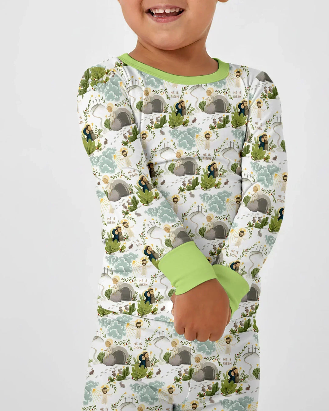 Matthew 28:1–8 He Is Risen Bamboo Two Piece Long Sleeve Pajama Set