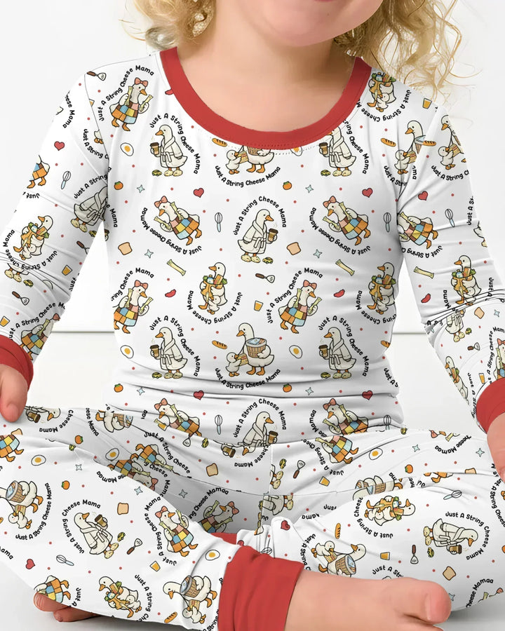 Just A String Cheese Mama Era Mommy & Me Bamboo Two Piece Long Sleeve Pajama Set