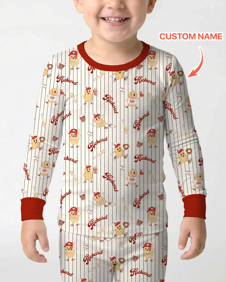 Custom Nam Retro Ballgame Bamboo Two Piece Long Sleeve Pajama Set