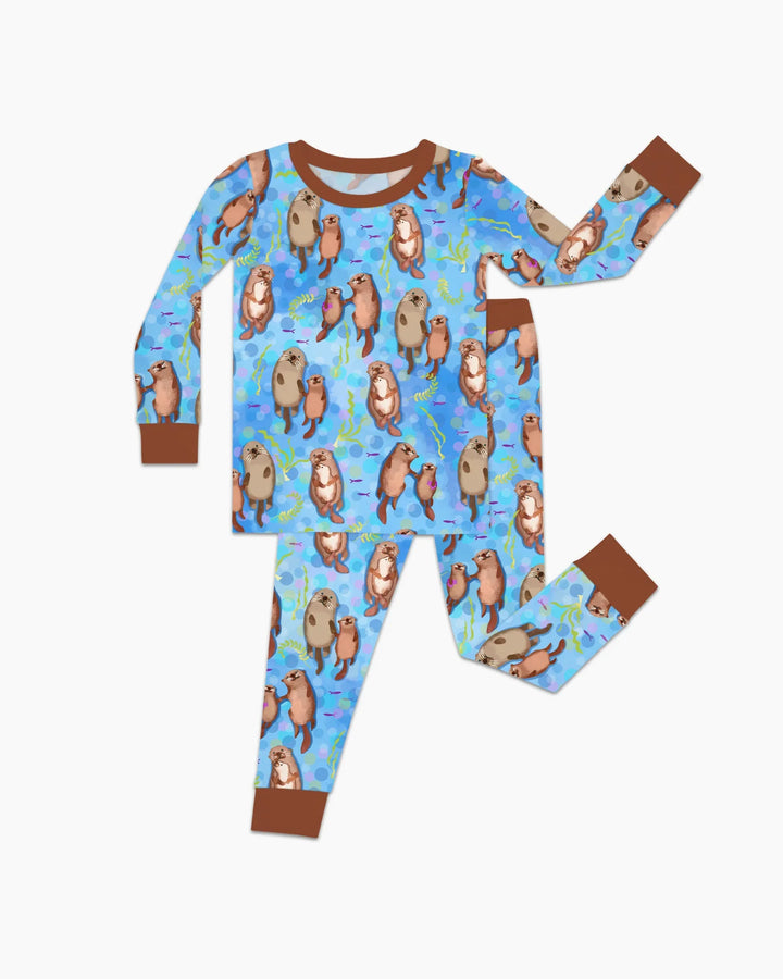 Conjunto de pijama de dos piezas de bambú con mangas largas Otterly Together