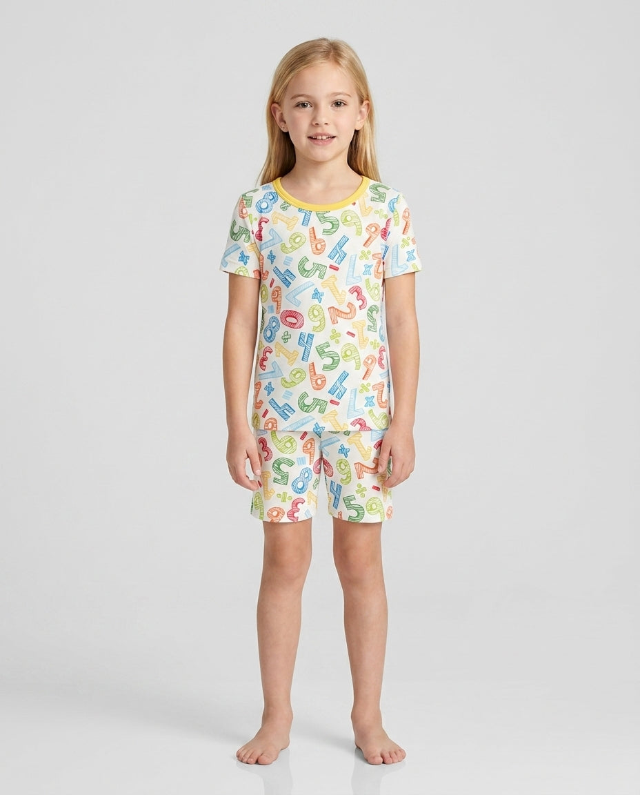 Math Doodles Bamboo Two Piece Short Sleeve Shorts Pajama Set
