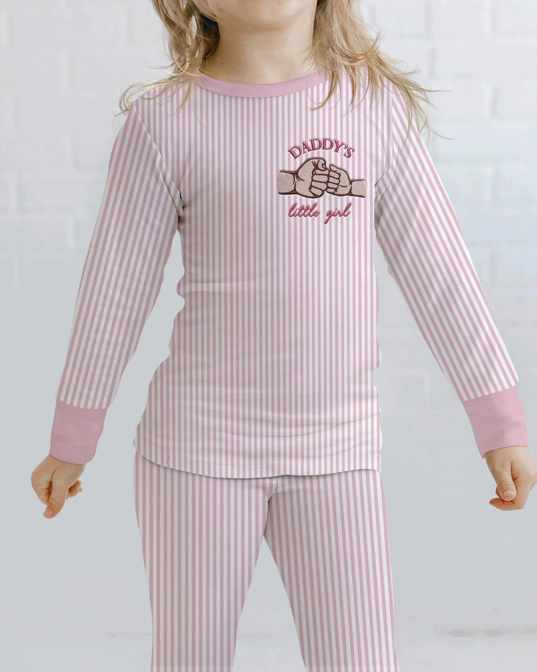 Embroidered Daddy's Little  Bamboo Two Piece Long Sleeve Pajama Set