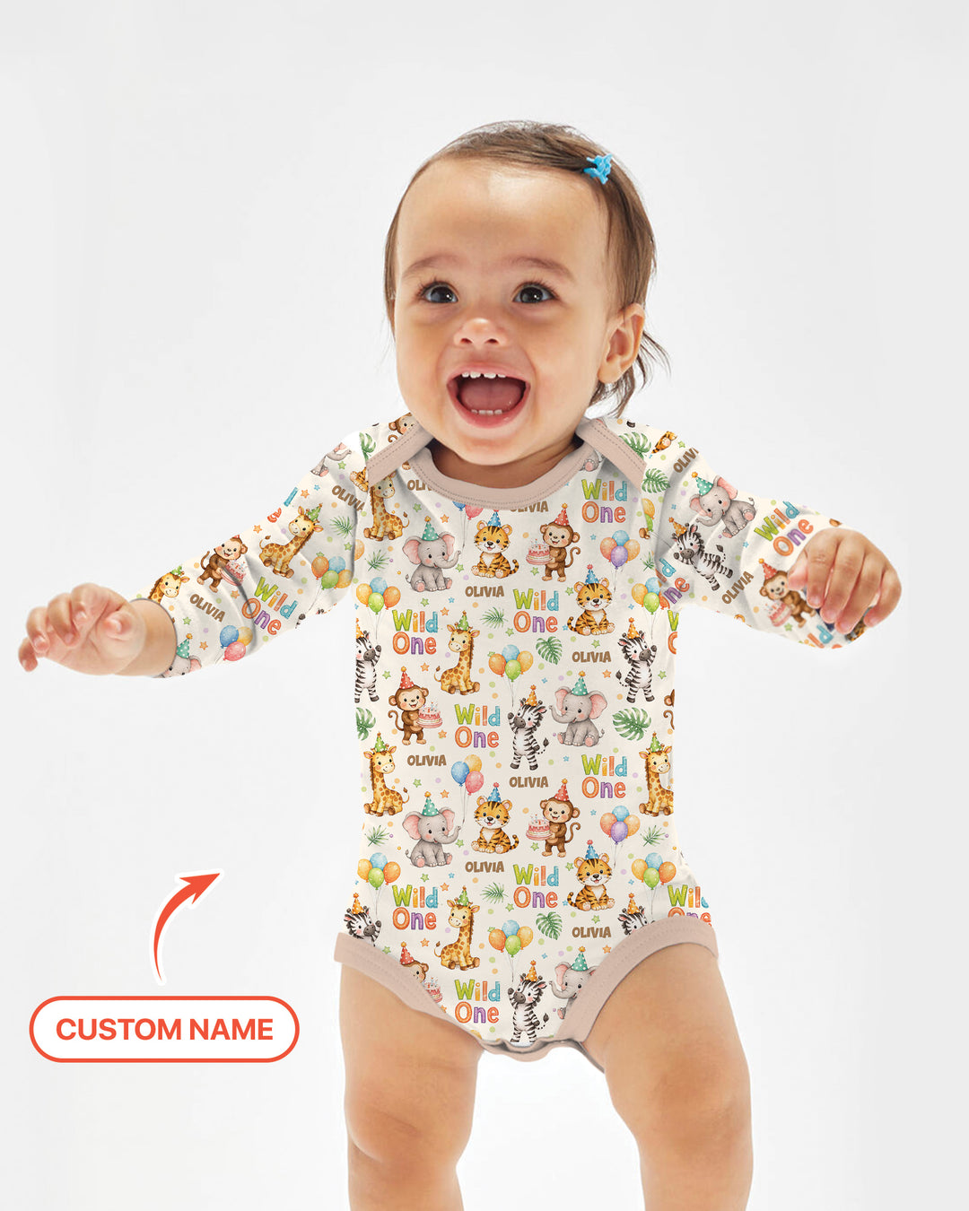 Custom Name 1st Birthday Wild One Bamboo Bodysuit