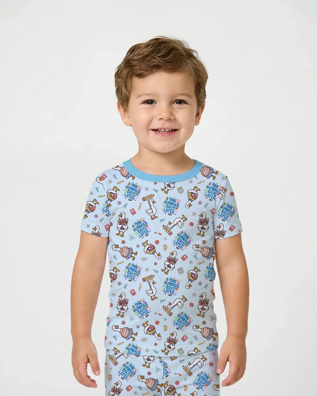 One Hundred Days Later Silly Goose Two Piece Short Sleeve Pajama Set