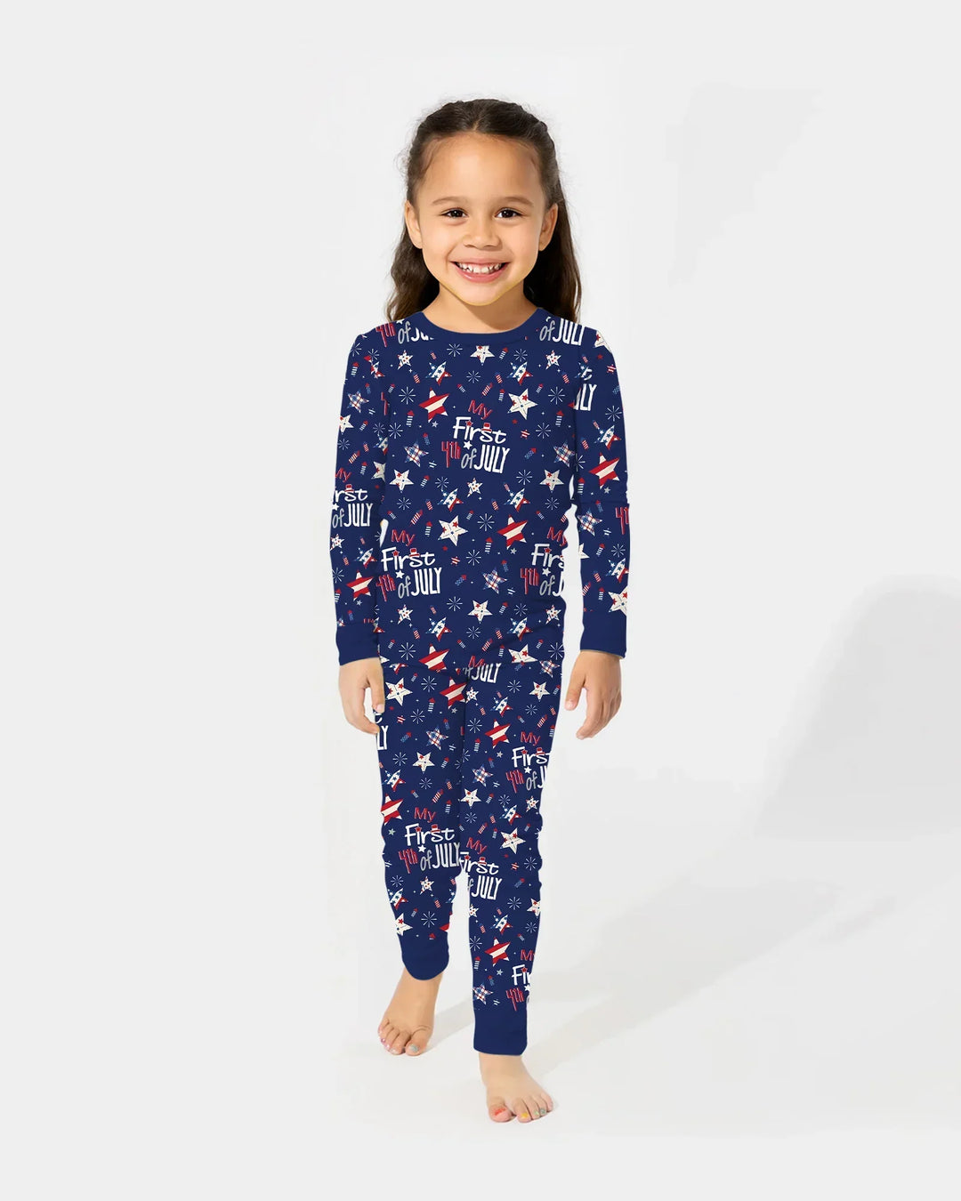 My First 4th of July Star Striped  Bamboo Two Piece Long Sleeve Pajama Set
