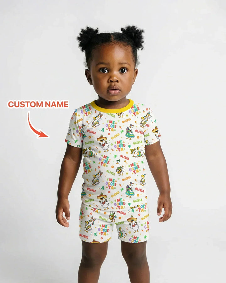 Custom name Me Goose-ta Bamboo Two Piece Short Sleeve Shorts Pajama Set