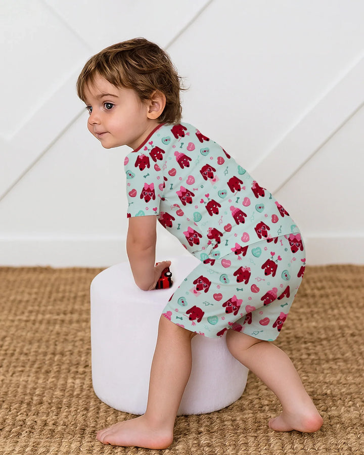 Dachshund Is My Valentine Two Piece Short Sleeve Shorts Pajama Set
