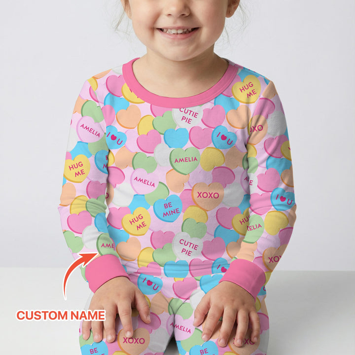 Valentine Candy Crush Family Matching Two Piece Long Sleeve Pajama Set
