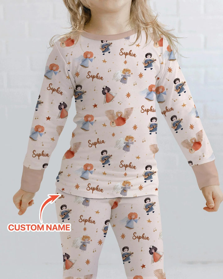 Pijama de dos piezas de bambú de manga larga personalizado Guardian Angels