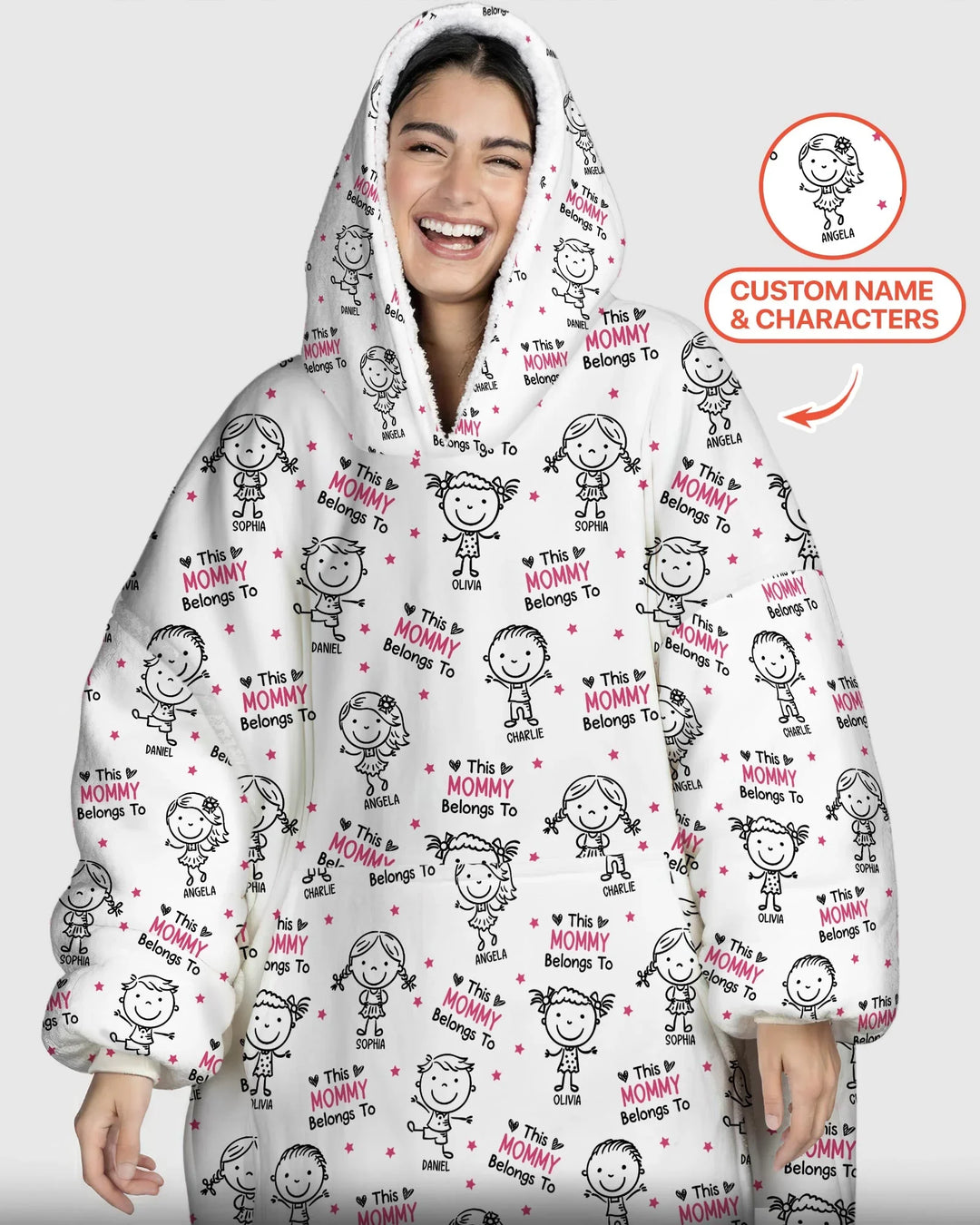 Custom Name "This Mommy Belongs To" Doodle Bamboo Blanket Hoodie
