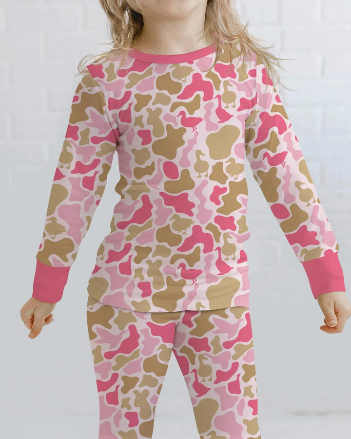 Mallard Duck Hunting Camouflage Bamboo Two Piece Long Sleeve Pajama Set