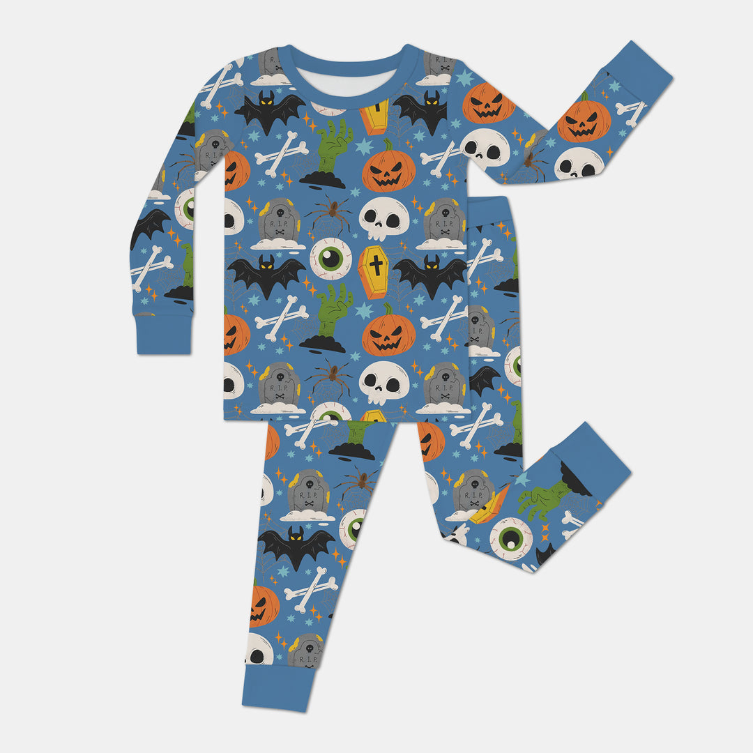 Little Monsters Two Piece Long Sleeve Pajama Set For Halloween