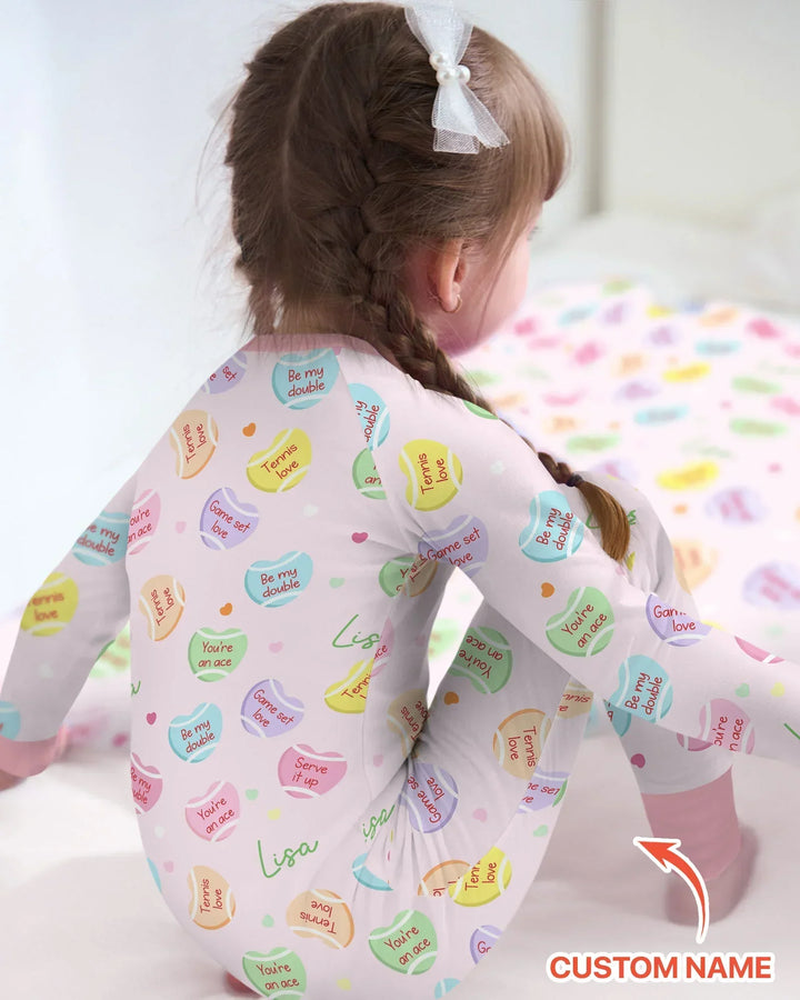 Custom Name Tennis Candy Hearts Bamboo Convertible Zippy