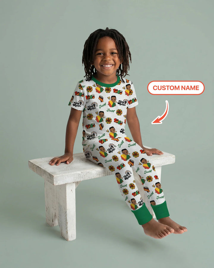 Custom Name Bloom in Freedom Bamboo Two Piece Short Sleeve Pajama Set