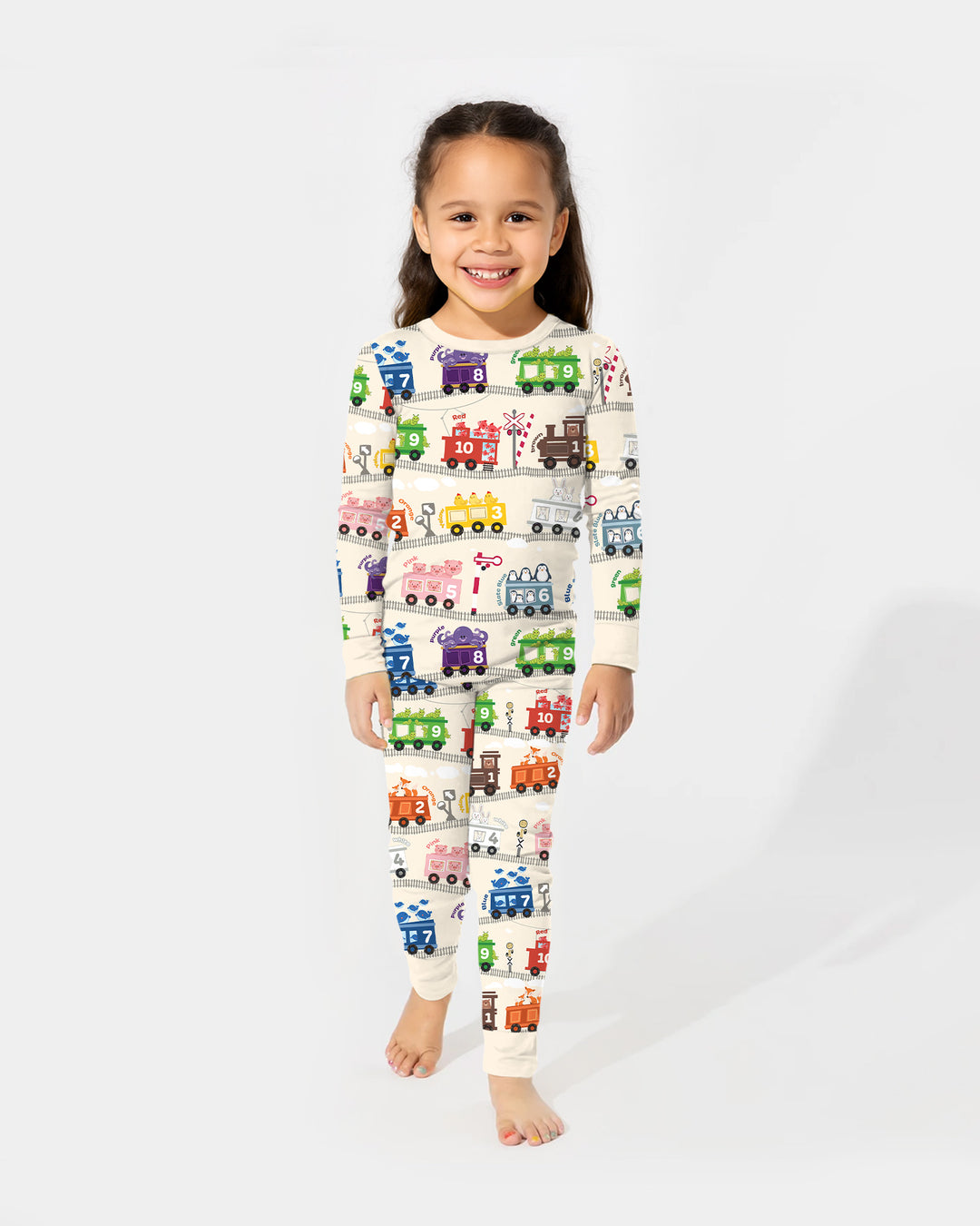 Color Train Bamboo Two Piece Long Sleeve Pajama Set