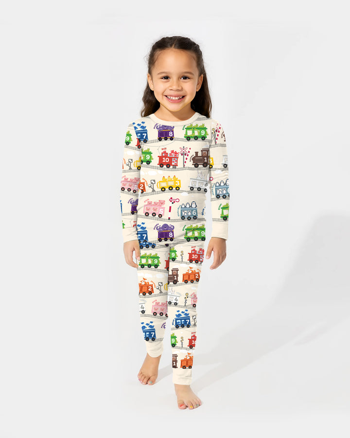 Color Train Bamboo Two Piece Long Sleeve Pajama Set