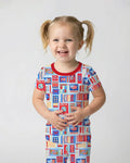 Patriotic Matchbox Family Matching Bamboo Two Piece Short Sleeve Pajama Set