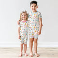 Hebrew Alphabet Two Piece Short Sleeve Shorts Pajama Set , Hebrew Alphabet Two Piece Short Sleeve Shorts Pajama Set - 12-18M / Blue