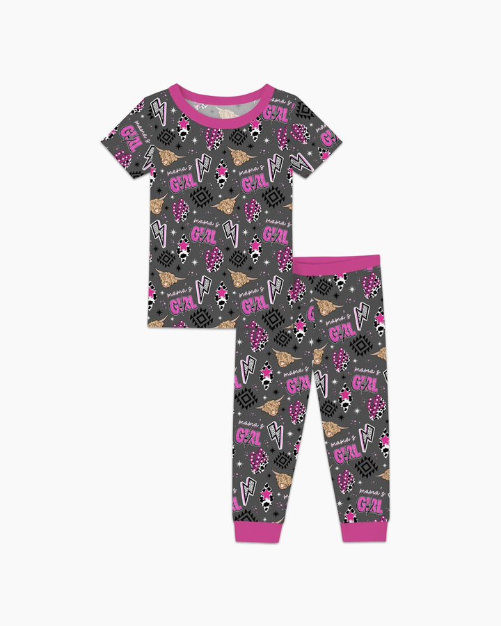 Western Mama & Me Matching  Bamboo Two Piece Short Sleeve Pajama Set