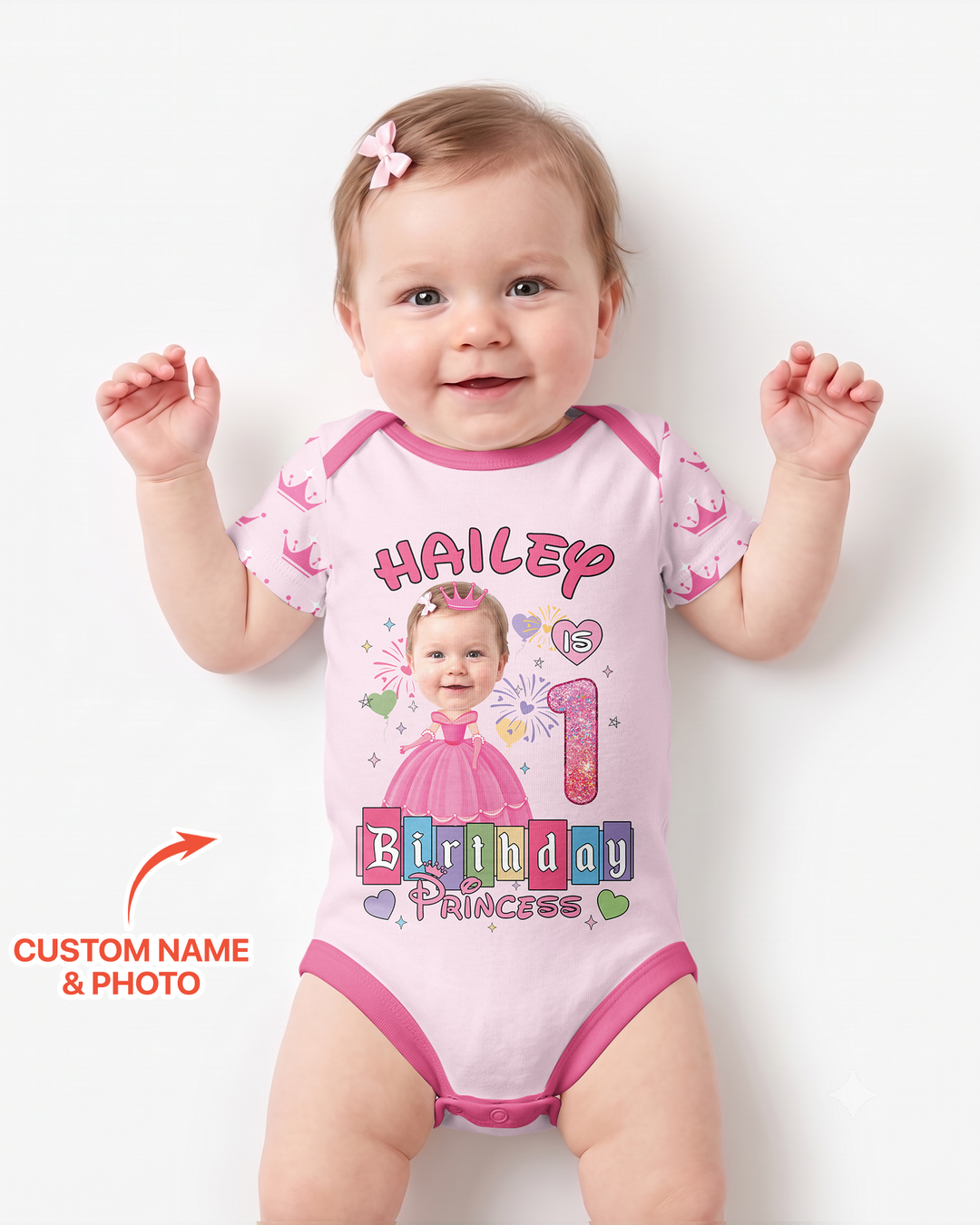 Custom Photo Birthday Princess Bamboo Bodysuit