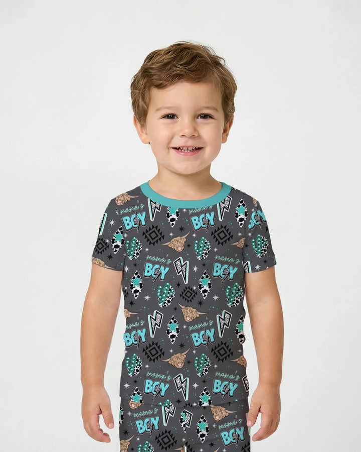 Western Mama & Me Matching  Bamboo Two Piece Short Sleeve Pajama Set