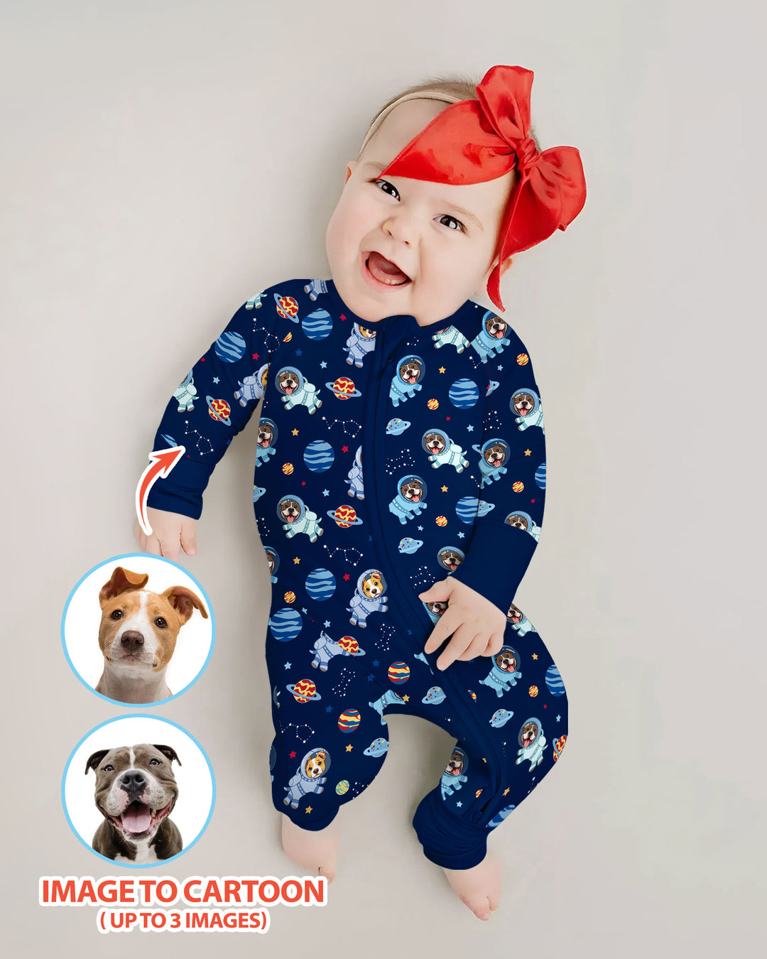 Astronaut Custom Pet Image Family Matching Bamboo Convertible Zippy