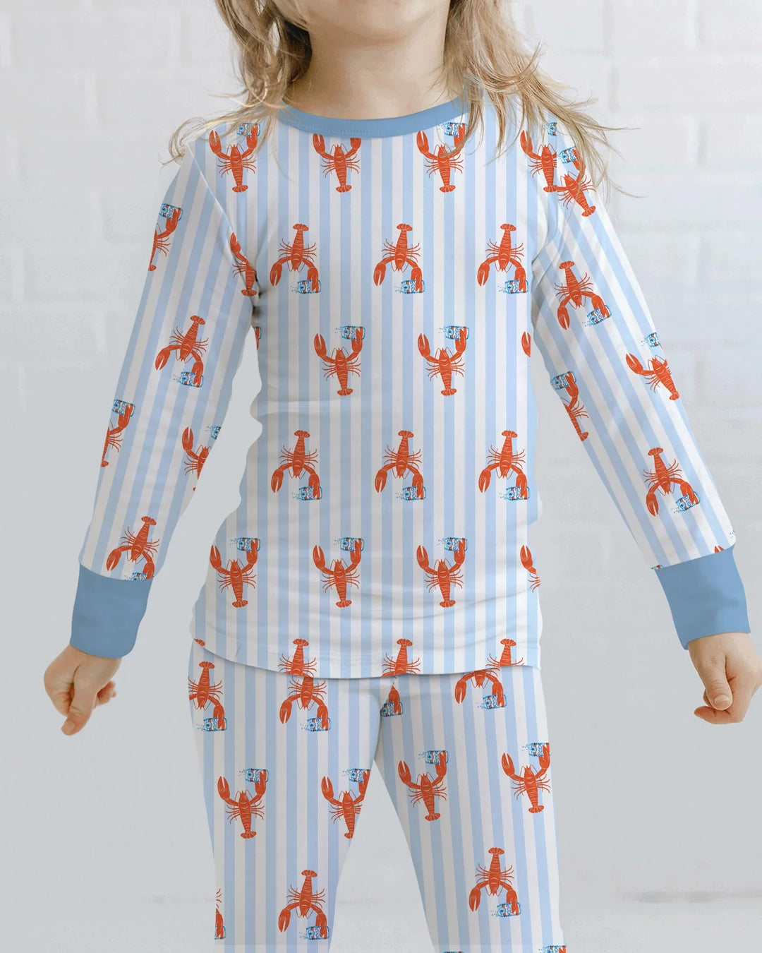 Conjunto de pijama de dos piezas de bambú de manga larga con nombre personalizado, diseño de cerveza y cangrejo de río