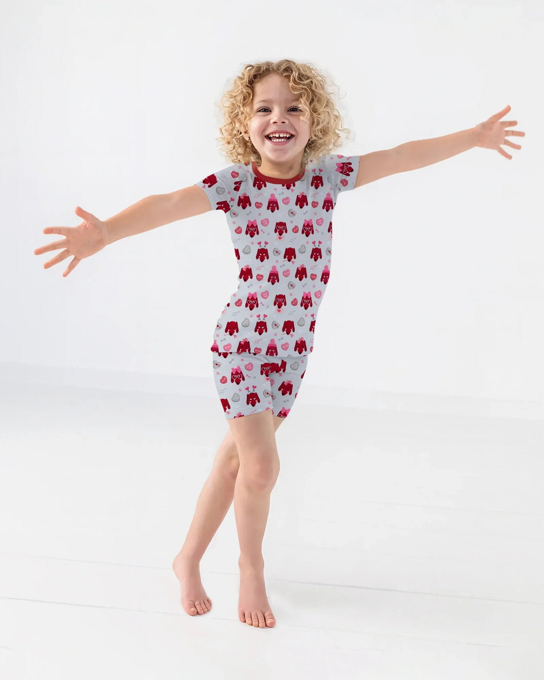 Dachshund Is My Valentine Two Piece Short Sleeve Shorts Pajama Set