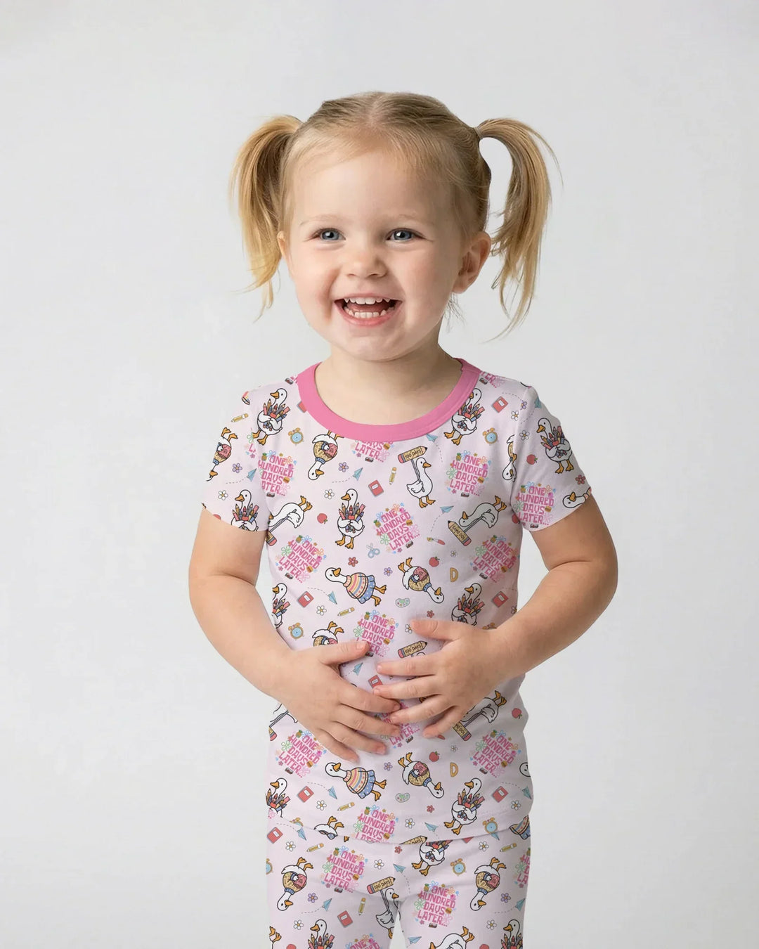 One Hundred Days Later Silly Goose Two Piece Short Sleeve Pajama Set