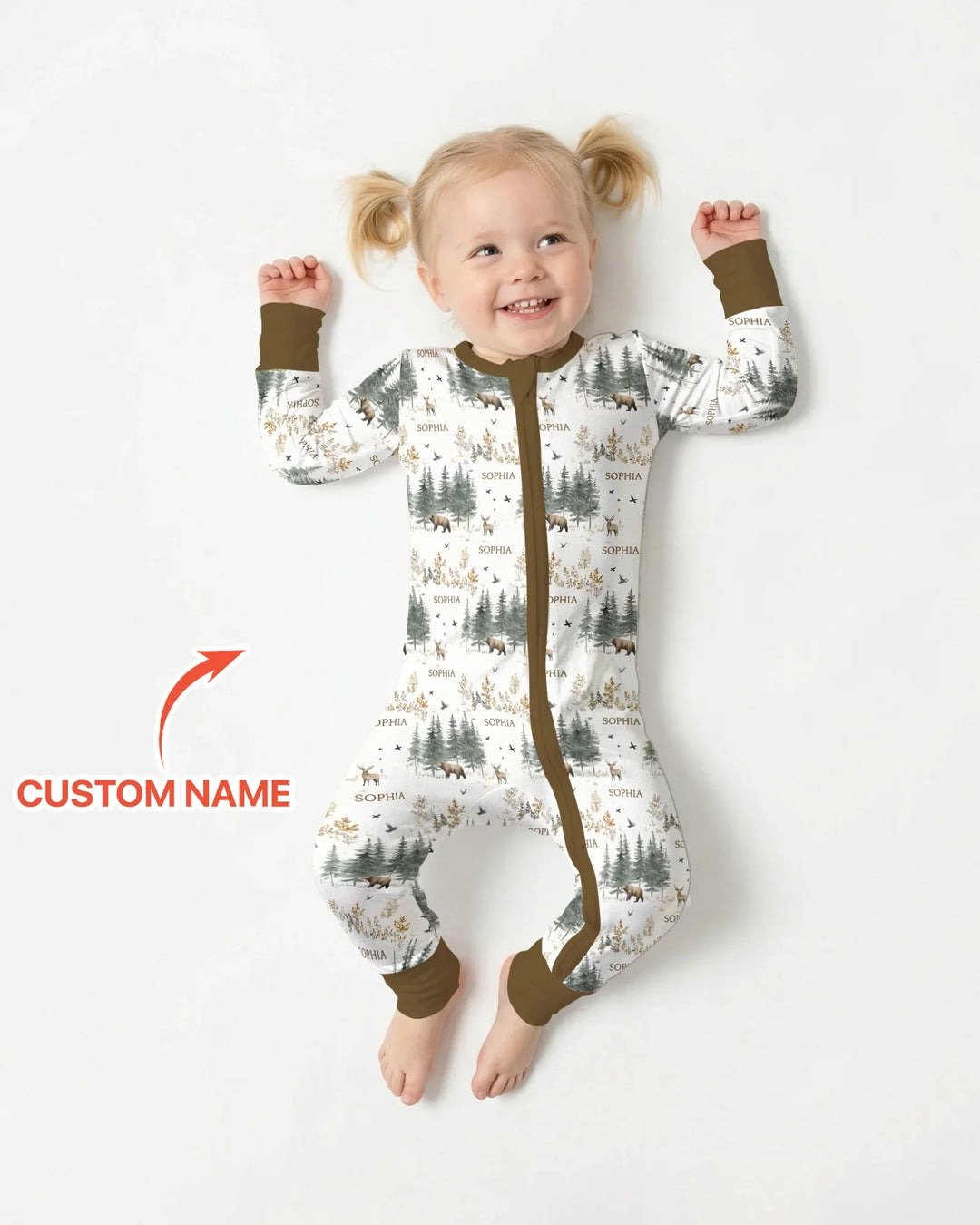 Custom Name Forest Bear Deer Bamboo Convertible Zippy