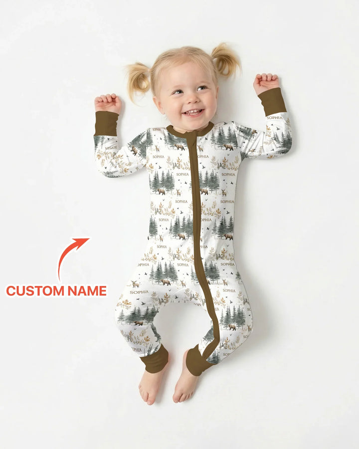 Custom Name Forest Bear Deer Bamboo Convertible Zippy