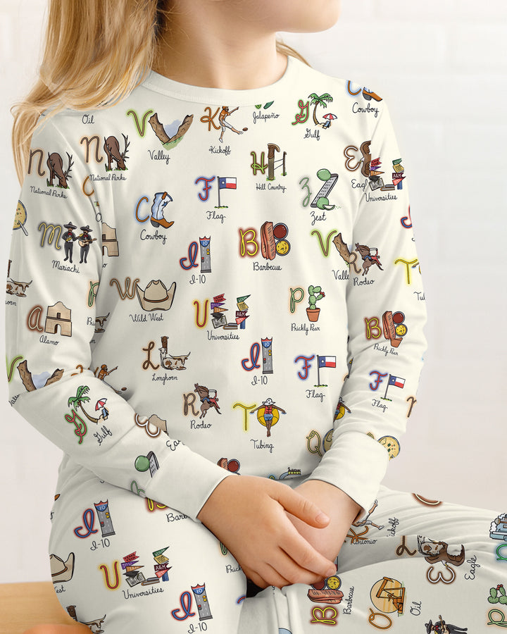 Texas Alphabet Bamboo Two Piece Long Sleeve Pajama Set