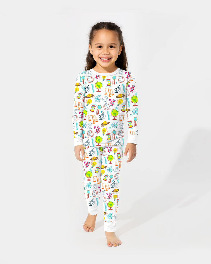 Tiny Scientist Explores The World Bamboo Two Piece Long Sleeve Pajama Set