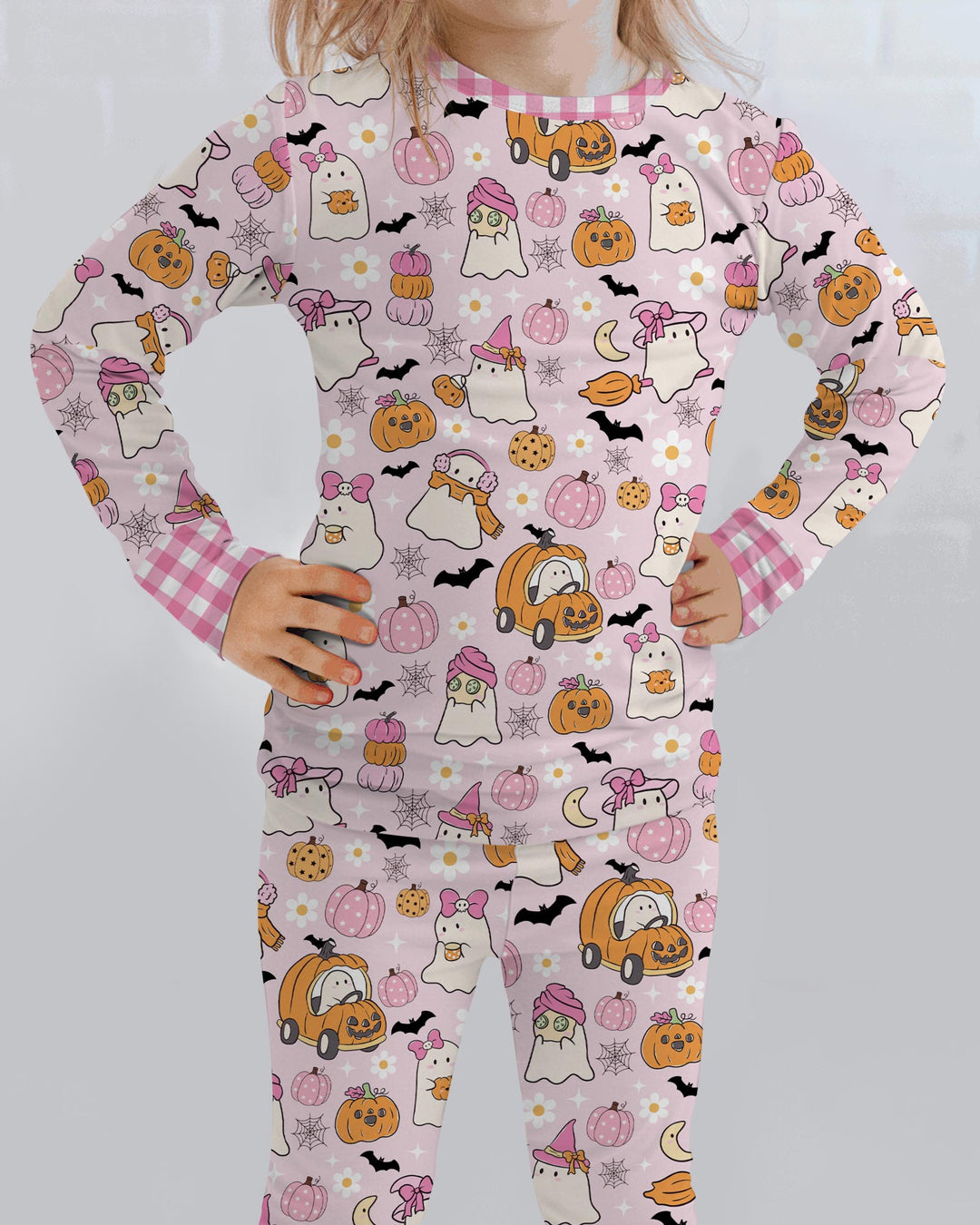 Pink Boo Patch Bamboo Two Piece Long Sleeve Pajama Set