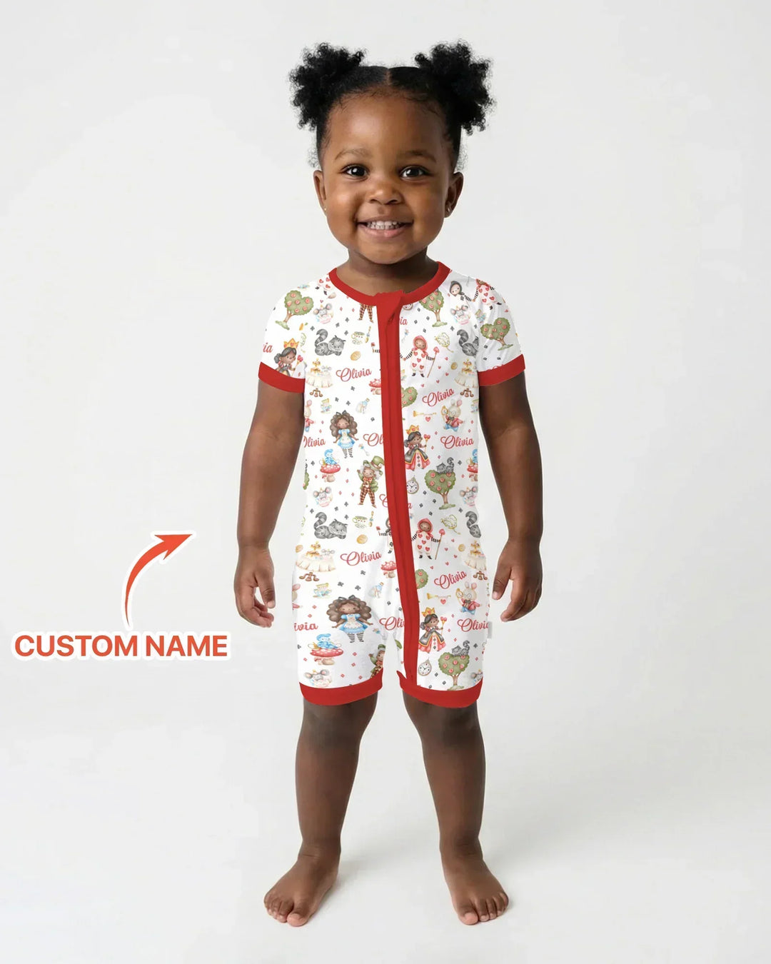 Whimsical Wonderland Tea Party Custom Name Shorty Zippy