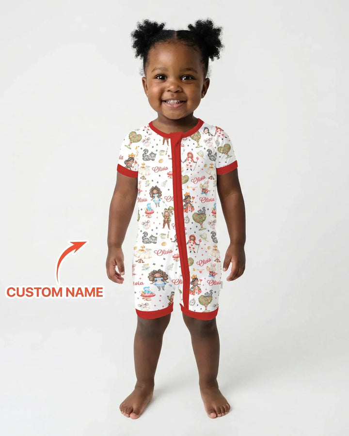 Whimsical Wonderland Tea Party Custom Name Shorty Zippy