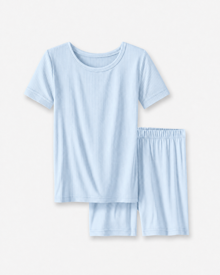 Ribbed Bamboo Two Piece Short Sleeve Short Pajama Set