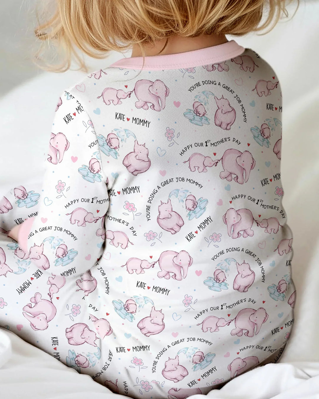 Custom Name Mother & Baby Elephant Convertible Zippy