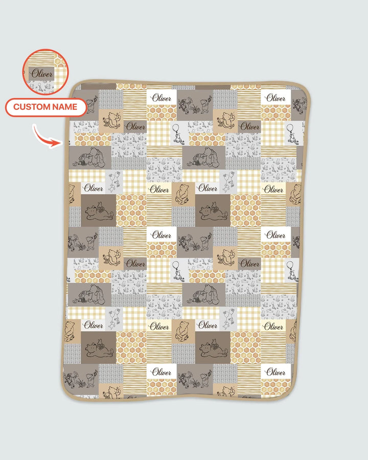 Personalized Classic Bear Patchwork Bamboo Blanket