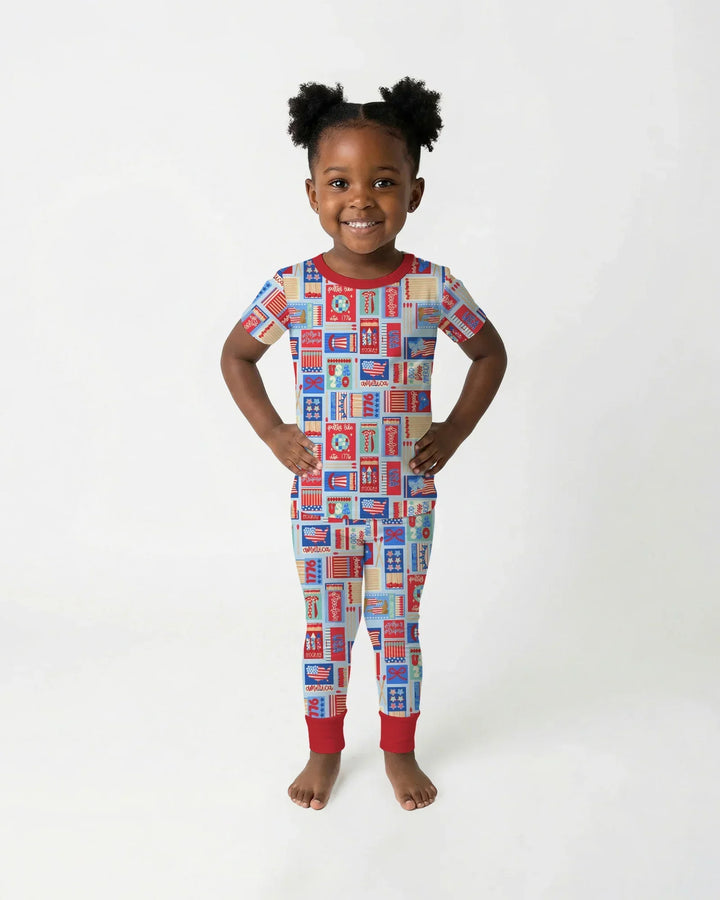 Patriotic Matchbox Family Matching Bamboo Two Piece Short Sleeve Pajama Set